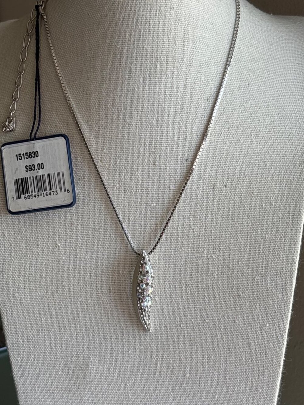 Swarovski Crystal Pavé Pendant Necklace | Original Tags, Swan Signed | Mother's